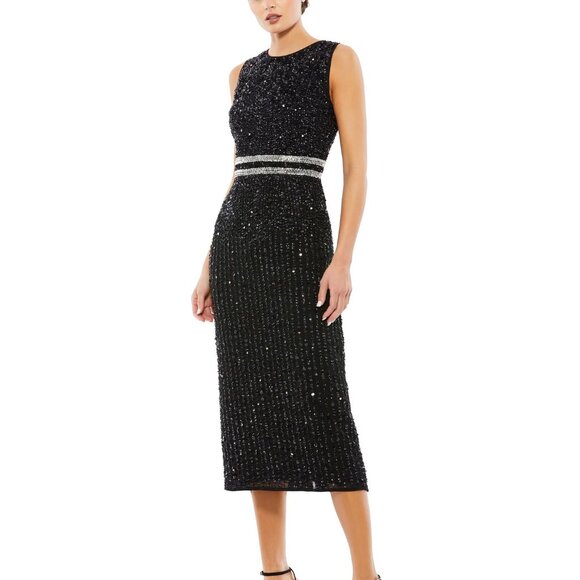 Mac Duggal Dresses & Skirts - NEW | Mac Duggal 10509 Black Sleeveless High Neck Beaded Mini Sheath Dress 6